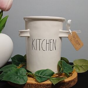 Rae Dunn Cream Ceramic 'Kitchen' Utensil Holder NWT